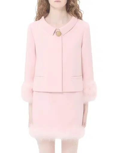 Valentino Garavani Women's Crepe Couture Jacket with Feathers | Thumbnail 2