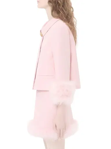 Valentino Garavani Women's Crepe Couture Jacket with Feathers | Thumbnail 3