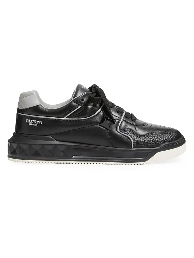 Valentino Garavani Men's One Stud Low-Top Nappa Sneaker - Black