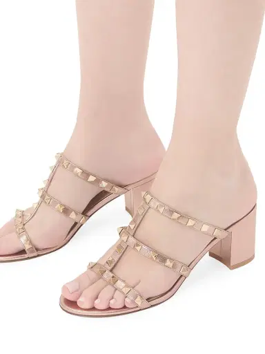 Valentino Garavani Women's Rockstud Slide 60MM Sandals in Laminated Nappa | Thumbnail 7 Valentino Garavani Women's Rockstud Slide 60MM Sandals in Laminated Nappa | Thumbnail 7