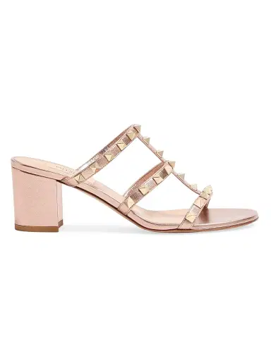 Valentino Garavani Women's Rockstud Slide 60MM Sandals in Laminated Nappa | Thumbnail 1 Valentino Garavani Women's Rockstud Slide 60MM Sandals in Laminated Nappa | Thumbnail 1