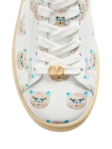 Valentino Garavani Men's Royco Sneakers in Nappa Calfskin with Le Chat De La Maison Motif - White - Size 6 | Thumbnail 5 Valentino Garavani Men's Royco Sneakers in Nappa Calfskin with Le Chat De La Maison Motif - White - Size 6 | Thumbnail 5
