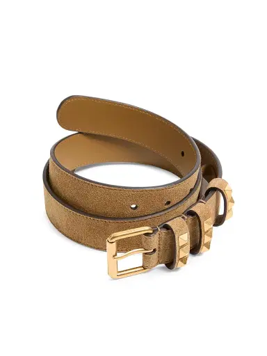 Valentino Garavani Women's Flaneuse Belt in Suede 30MM - Havana Beige - Size XS | Thumbnail 3