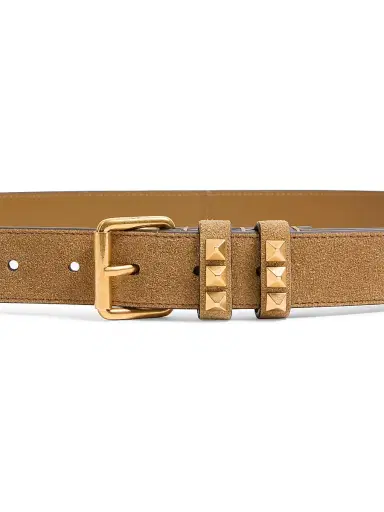 Valentino Garavani Women's Flaneuse Belt in Suede 30MM - Havana Beige - Size XS | Thumbnail 4