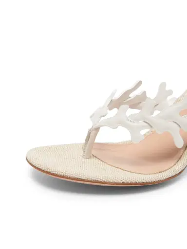 Gianvito Rossi Women's Paros 70MM Leather Slip-On Sandals - Offwhite Naturale - Size 10 | Thumbnail 5