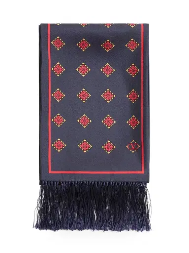 Valentino Garavani Men's Opticool Silk Bandeau Scarf with Fringe | Thumbnail 2 Valentino Garavani Men's Opticool Silk Bandeau Scarf with Fringe | Thumbnail 2