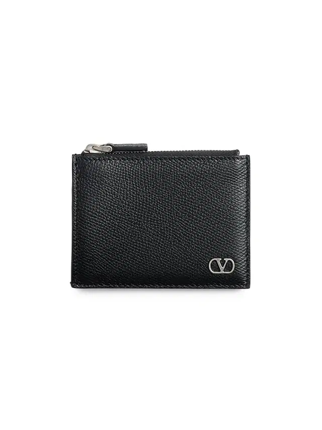 Valentino Garavani Men's VLogo Signature Grainy Calfskin Card Holder - Black