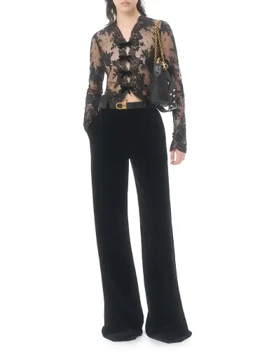 Valentino Garavani Women's Velvet Trousers - Black - Size 8 | Thumbnail 6