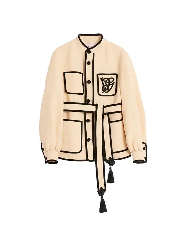 Valentino Garavani Men's Silk and Jute Canvas Jacket with VG Embroidery - Butter