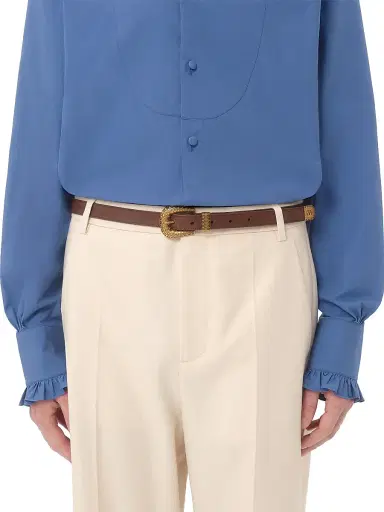 Valentino Garavani Men's VLogo Signature Calfskin Belt - Chocolate - Size 42 | Thumbnail 2