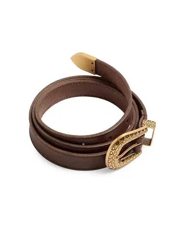 Valentino Garavani Men's VLogo Signature Calfskin Belt - Chocolate - Size 42 | Thumbnail 3