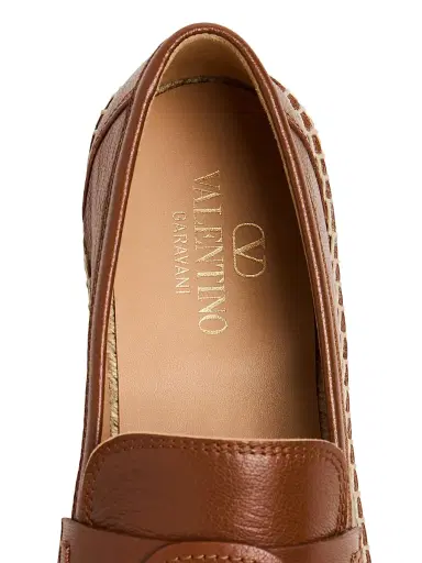 Valentino Garavani Men's Palm Avenue Calfskin Loafers - Tobacco - Size 11 | Thumbnail 7