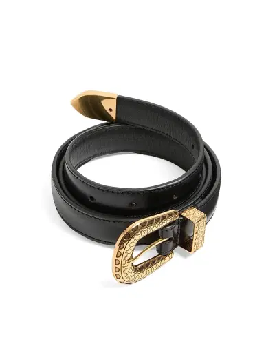 Valentino Garavani Men's VLogo Signature Brushed Calfskin Belt - Black - Size 44 | Thumbnail 3