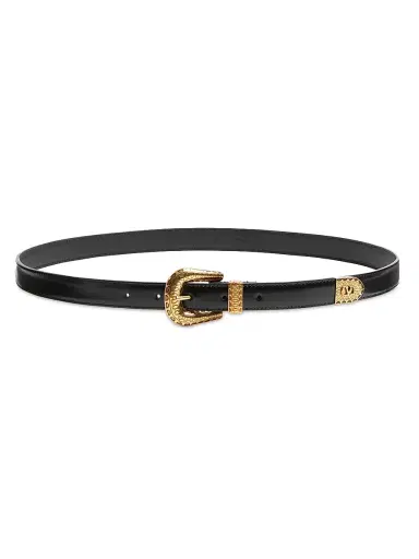 Valentino Garavani Men's VLogo Signature Brushed Calfskin Belt - Black - Size 44 | Thumbnail 1