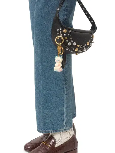 Valentino Garavani Women's Le Chat De La Maison Nylon Bag Charm with Key Ring | Thumbnail 5 Valentino Garavani Women's Le Chat De La Maison Nylon Bag Charm with Key Ring | Thumbnail 5