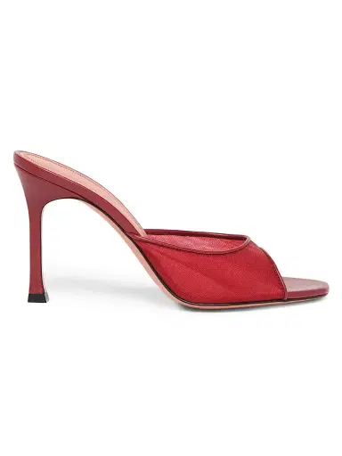 Amina Muaddi Women's Alexa 95MM Mesh Stiletto Mules - Mesh Ruby | Thumbnail 1 Amina Muaddi Women's Alexa 95MM Mesh Stiletto Mules - Mesh Ruby | Thumbnail 1