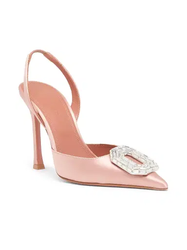 Amina Muaddi Women's Camelia 105MM Silk Satin Slingback Pumps | Thumbnail 2 Amina Muaddi Women's Camelia 105MM Silk Satin Slingback Pumps | Thumbnail 2