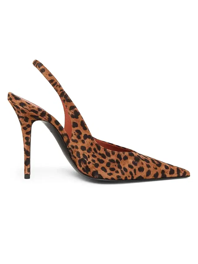 Amina Muaddi Women's Anok 5MM Leopard-Printed Suede Slingback Pumps - Printed Suede Leopard