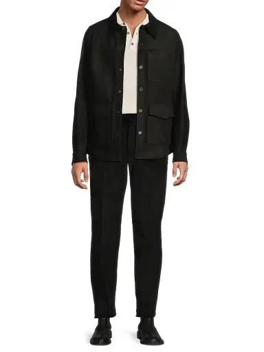 Isaia Men's Suede Button-Front Overshirt | Thumbnail 2 Isaia Men's Suede Button-Front Overshirt | Thumbnail 2