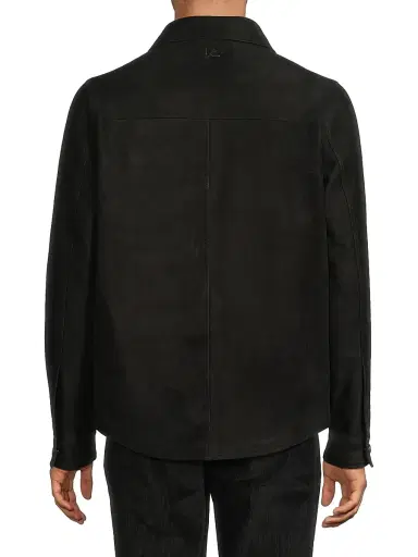 Isaia Men's Suede Button-Front Overshirt | Thumbnail 5 Isaia Men's Suede Button-Front Overshirt | Thumbnail 5