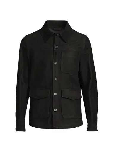 Isaia Men's Suede Button-Front Overshirt | Thumbnail 1 Isaia Men's Suede Button-Front Overshirt | Thumbnail 1