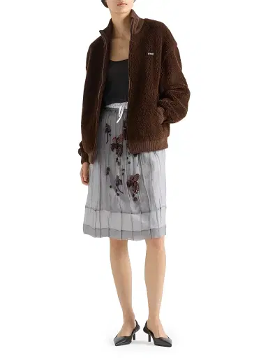 Prada Women's Embroidered Chiffon Midi-Skirt - Grey | Thumbnail 6 Prada Women's Embroidered Chiffon Midi-Skirt - Grey | Thumbnail 6