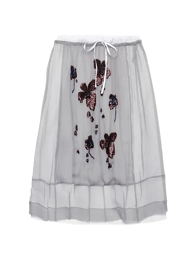 Women's Embroidered Chiffon Midi-Skirt - Grey