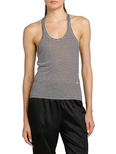 Tom Ford Women's Striped Jersey Racerback Tank - Black White - Size 12 | Thumbnail 3 Tom Ford Women's Striped Jersey Racerback Tank - Black White - Size 12 | Thumbnail 3