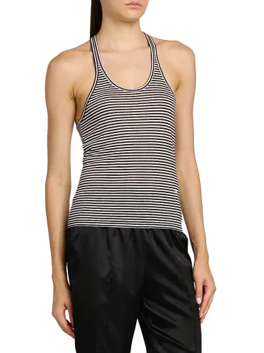 Tom Ford Women's Striped Jersey Racerback Tank - Black White - Size 12 | Thumbnail 4 Tom Ford Women's Striped Jersey Racerback Tank - Black White - Size 12 | Thumbnail 4