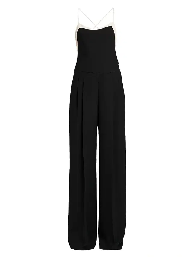 Women's Two-Toned Stretch-Silk Camisole Jumpsuit - Black Chalk
