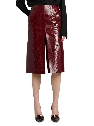 Tom Ford Women's Snake-Effect Leather Midi-Skirt - Ruby Red - Size 12 | Thumbnail 3 Tom Ford Women's Snake-Effect Leather Midi-Skirt - Ruby Red - Size 12 | Thumbnail 3