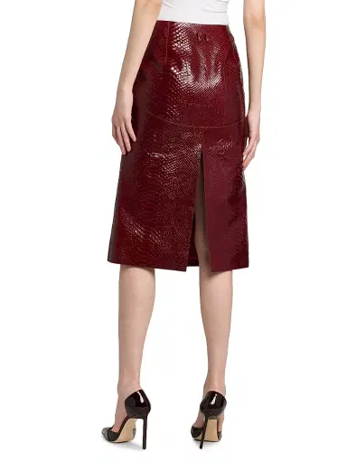 Tom Ford Women's Snake-Effect Leather Midi-Skirt | Thumbnail 5