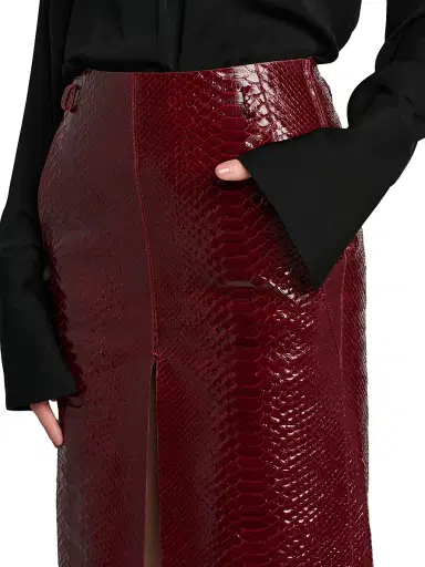 Tom Ford Women's Snake-Effect Leather Midi-Skirt | Thumbnail 6