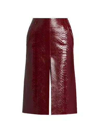 Tom Ford Women's Snake-Effect Leather Midi-Skirt | Thumbnail 1