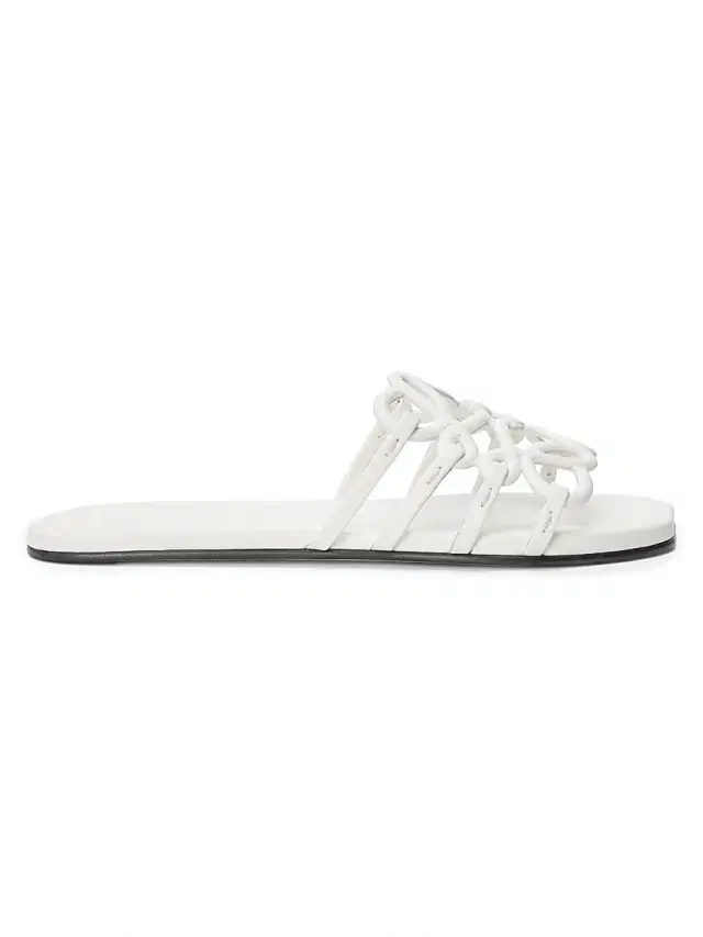 LOEWE Women's  x Paula's Ibiza Petal Anagram Leather Slides - Anthurium White  Sandals