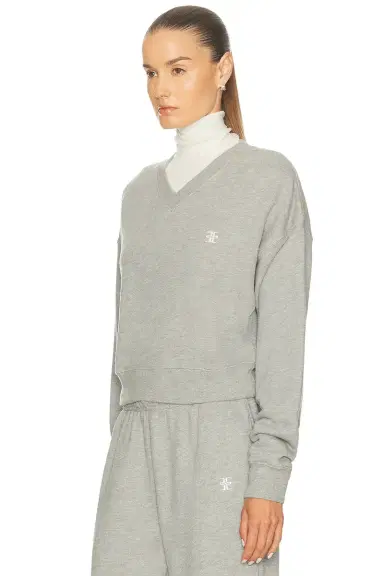ÉTERNE Cropped V-Neck Sweatshirt | Thumbnail 2