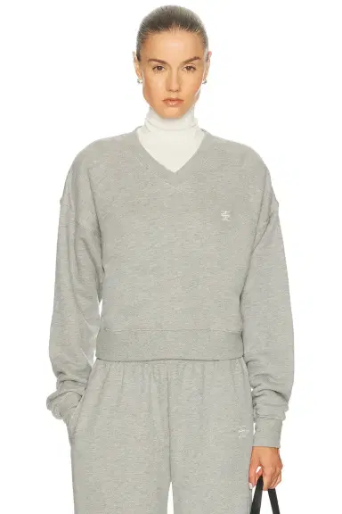 ÉTERNE Cropped V-Neck Sweatshirt | Thumbnail 1