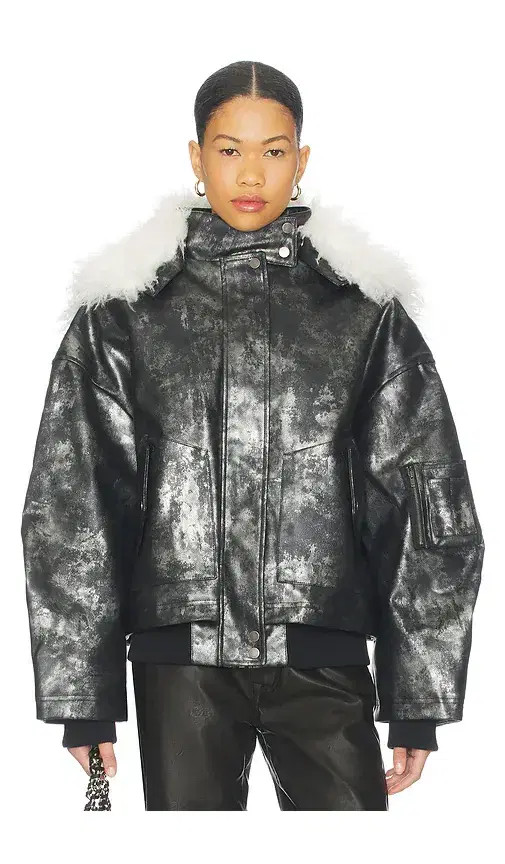 Jaded London Xl Faux Fur Collar Bomber Jacket