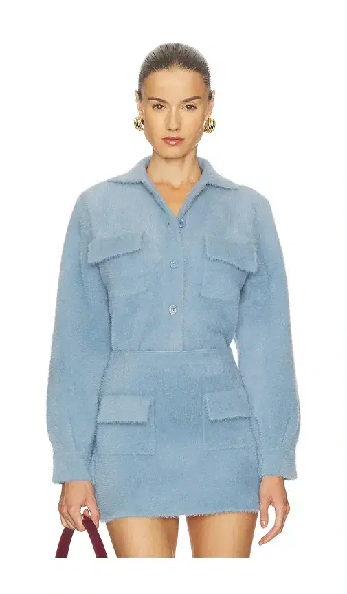 Susana Monaco Fuzzy Sweater Cargo Jacket