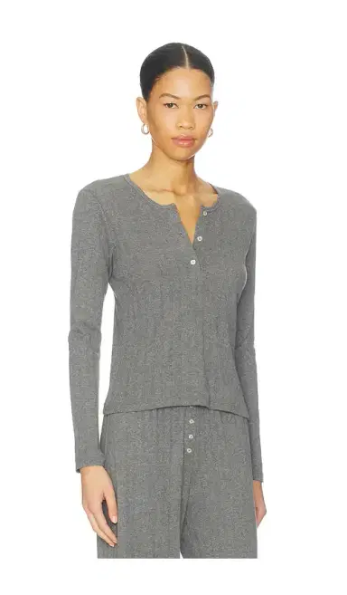 LESET Pointelle Long Sleeve Henley | Thumbnail 2 LESET Pointelle Long Sleeve Henley | Thumbnail 2