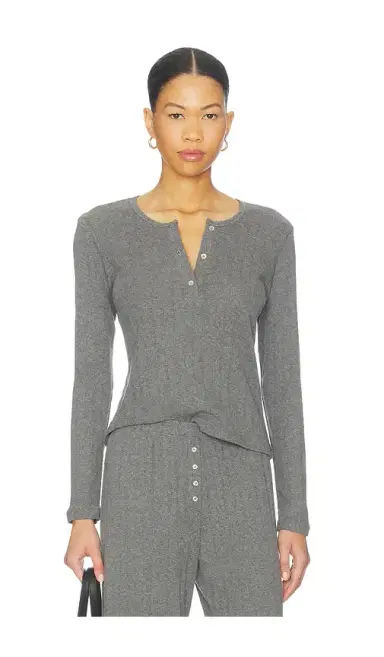 LESET Pointelle Long Sleeve Henley | Thumbnail 1 LESET Pointelle Long Sleeve Henley | Thumbnail 1