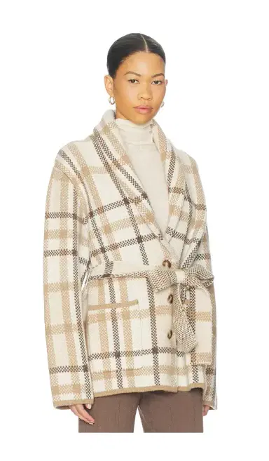 NAADAM Super Luxe Plaid Jacquard Wrap Coat | Thumbnail 2