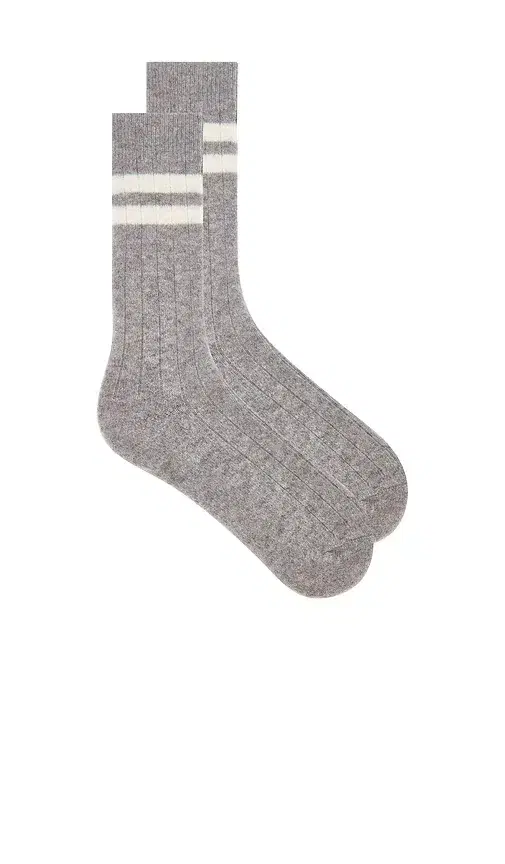 White + Warren Cashmere Ribbed Striped Socks