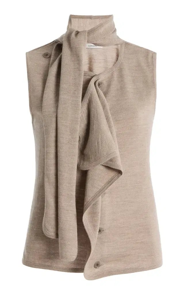 Lemaire Ruffled Wool-Blend Sleeveless Cardigan