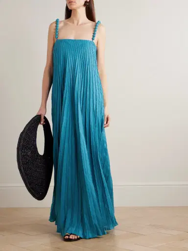 ANDRES OTALORA Un Ritmo Bead-embellished Plissé-linen Maxi Dress | Thumbnail 2 ANDRES OTALORA Un Ritmo Bead-embellished Plissé-linen Maxi Dress | Thumbnail 2