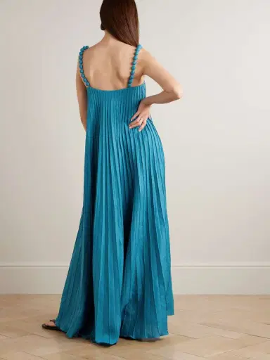 ANDRES OTALORA Un Ritmo Bead-embellished Plissé-linen Maxi Dress | Thumbnail 3 ANDRES OTALORA Un Ritmo Bead-embellished Plissé-linen Maxi Dress | Thumbnail 3