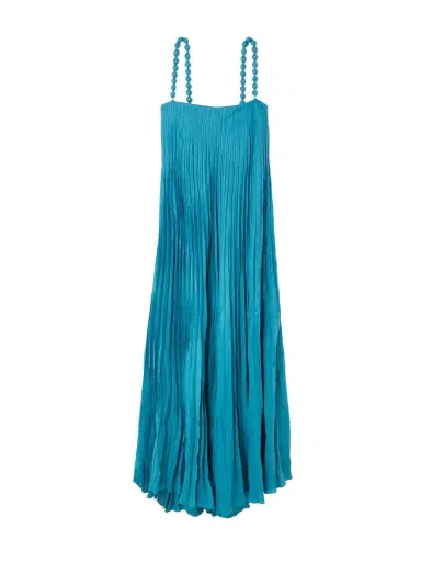 ANDRES OTALORA Un Ritmo Bead-embellished Plissé-linen Maxi Dress | Thumbnail 1 ANDRES OTALORA Un Ritmo Bead-embellished Plissé-linen Maxi Dress | Thumbnail 1