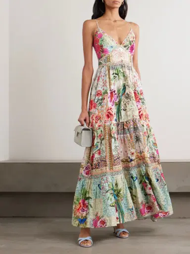 Camilla Crystal-embellished Tiered Floral-print Linen Maxi Dress | Thumbnail 2