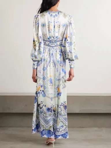 Camilla Crystal-embellished Shirred Printed Silk Maxi Dress | Thumbnail 3 Camilla Crystal-embellished Shirred Printed Silk Maxi Dress | Thumbnail 3