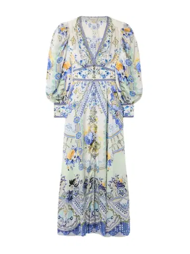 Camilla Crystal-embellished Shirred Printed Silk Maxi Dress | Thumbnail 1 Camilla Crystal-embellished Shirred Printed Silk Maxi Dress | Thumbnail 1